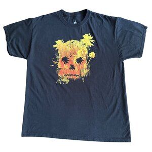 Disney Parks Black T-Shirt With Tropical Skull Graphic Xl 100% Cotton Mens Tee